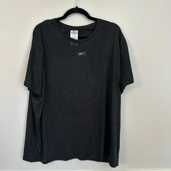 Reebok Women’s Black Speed-Wick Burnout Athletic Short Sleeve Top Size 3X NWT - Picture 2 of 8